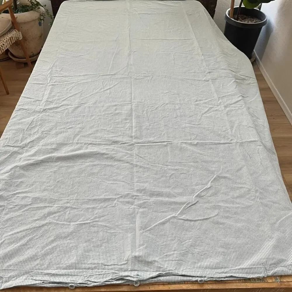 Ikea Bergpalm Duvet Cover Twin Blue/Gray Striped Button Closure 100% Cotton